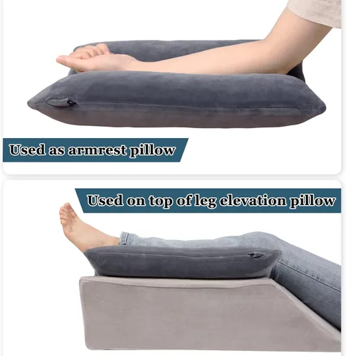 Vista 2 de Almohada de elevación de brazo rellena de espuma viscoelástica triturada, almohada de elevación estabilizadora para hinchazón y circulación, alivio