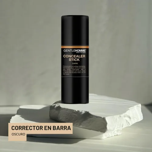 Vista 2 de Gentlehomme - Corrector en Barra - Corrector y Brocha 2 en 1 para Hombre - Para Manchas, Ojeras, Cicatrices, Acné y Tonos de Piel Desiguales Oscuro