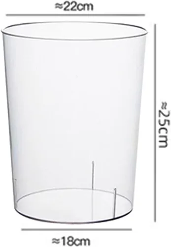 Vista 3 de Gralara Cubo de basura moderno transparente para escritorio, cesta de basura redonda, cesta de papel para desperdicios, cestas para sala de estar