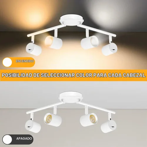 Vista 3 de VANoopee 5-Color 4 Luz LED Iluminación de la pista Techo, Blanco