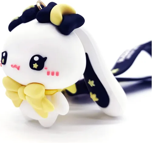 Vista 2 de HONYJOOM Lindo llavero de regalo Llavero de anime kawaii con diseño de conejo y conejo demonio para mochila colgante de bolsa