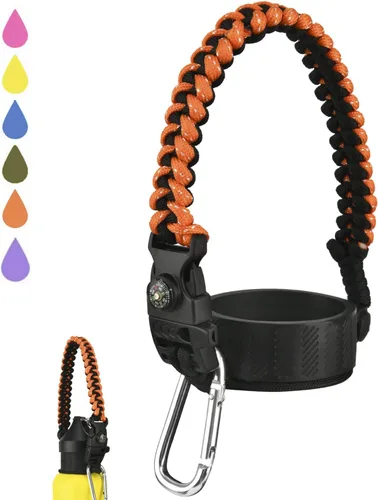 Vista 8 de Paracord Handle for Hydro Flask Water Bottles Standard Mouth, Strap Holder with Safety Rubber Ring & Carabiner, Easy to Carry and Durable Reusable