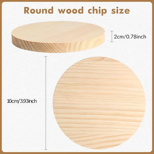 Vista 2 de Paquete de 4 placas redondas de madera de 4 pulgadas, placa circular de madera sin terminar de 3/4 pulgadas de grosor, base de madera de pino