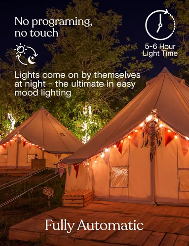Vista 5 de Brightech Ambience Pro – Cadena de luces para exteriores con control remoto a energía solar con bombillas Edison – Luces de patio impermeables LED