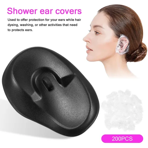 Vista 3 de LALAFINA Gorro de ducha, 206 unidades, cubiertas profesionales de silicona para teñir el cabello, protectores de oídos, cubiertas para los oídos
