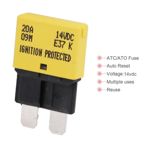 Vista 5 de E37 Auto (T1) Fusibles de disyuntor de reinicio automático de perfil bajo ATC/ATO - 12V DC 5A 10A 15A 20A 25A 30A (Paquete de 6 piezas mixtas) T1
