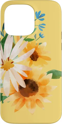 Vista 21 de iPhone 16 Yellow Sunflower Vintage Flower Petals Case
