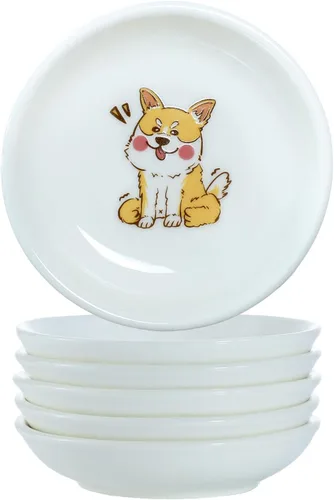 Vista 2 de Divertidos platos de cerámica con diseño de perros lindos de caricaturas, platos de condimentos, cuencos de salsa de soja para sushi, platos