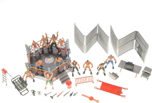 Vista 2 de Smack, anillo de escenario de lucha libre con 12 figuras mejoradas de 6 x 6 pulgadas