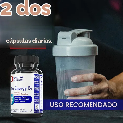 Vista 5 de Quantum Nutrition Labs Max Energy Bs - Complejo de vitamina B, vitaminas del complejo B metilado con vitamina B1, B6, B12, tiamina, folato