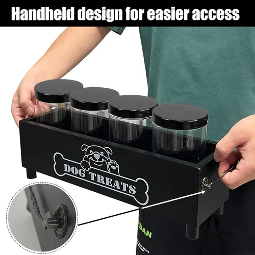Vista 4 de Contenedor grande de golosinas para perros, tarro de galletas para perros y gatos, contenedor de almacenamiento de golosinas de madera