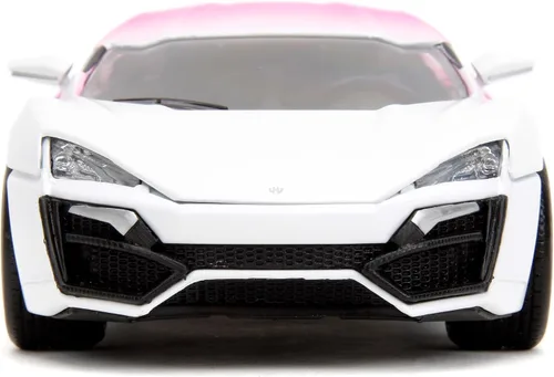 Vista 2 de Jada Lykan Hypersport - Auto fundido a presión con motor 1:24 W4 W con base, juguetes para niños y adultos (blanco y morado)