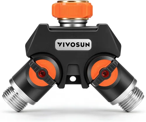 Vista 8 de VIVOSUN Divisor de manguera de jardín de 2 vías resistente, conector de manguera de agua de doble vía mejorado altamente duradero, adaptador