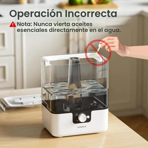 Vista 8 de CHIVALZ Humidificadores de 6L para Dormitorio, Habitación Grande, Hogar, Humidificadores de Niebla Fría de Llenado Superior para Guardería de Bebé