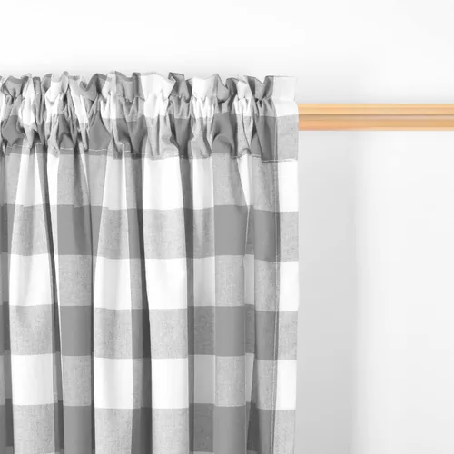 Vista 114 de Cenefas de cortina para ventana de 16 pulgadas de largo, 2 paneles de cuadros búfalo, cortinas pequeñas con bolsillo para barra, estilo clásico