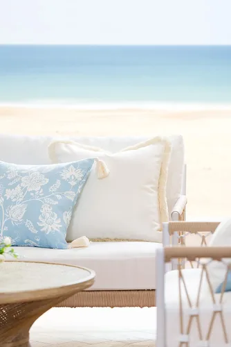 Vista 2 de Hofdeco Premium - Funda decorativa para cojín de estilo Coastal Hampton, para patio, interior y exterior, de 18 x 18 pulgadas, resistente al agua