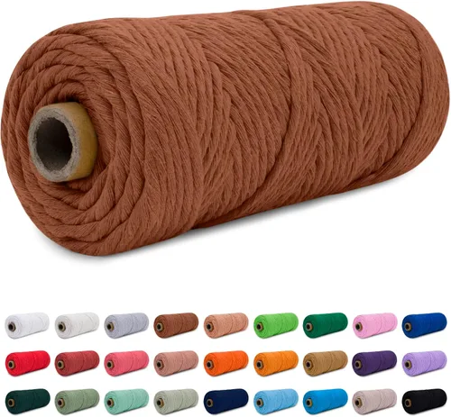Vista 35 de CAMAL Cordón de macramé de 0.157 in x 109 yardas (328.1 ft), cuerda de algodón de color para tejer, manualidades, colgar en la pared, proyectos