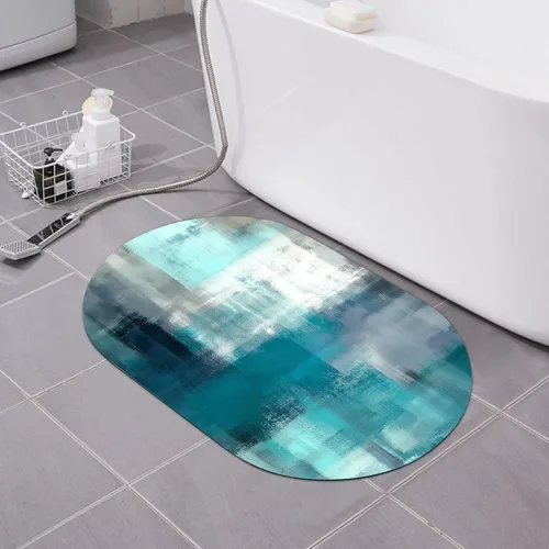 Vista 12 de Tapete de baño con diseño de galaxia para gatos, tierra de diatomeas, súper absorbente, antideslizante, de secado rápido, tapete de baño o cocina