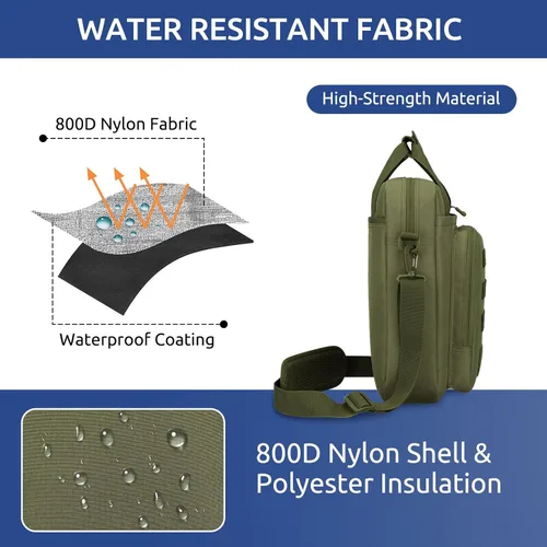 Vista 4 de Bolsa de Mensajero Táctica ZHIERNA, Maletín Táctico para Laptop de Alta Resistencia con MOLLE, Bolso de Hombro para Hombre (Incluye Parche)