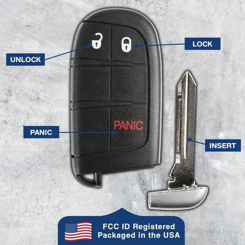 Vista 6 de KeylessOption Llavero de repuesto para 2011 2012 2013 2014 2015 2016 2017 2018 2019 2020 Chrysler 300 Dodge Challenger Hellcat Charger Journey