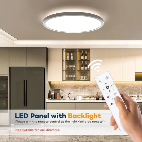 Vista 5 de BLNAN Lámpara de techo LED regulable con control remoto, 12 pulgadas, 3000 K-6500 K, color de luz ajustable, moderna lámpara de techo ultrafina