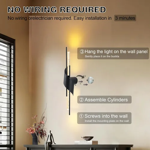 Vista 7 de camuucci Battery Operated Wall Sconces Set of Two,Modern Wireless Wall Lights,LED Rechargeable 20000mAh Not Hardwired Remote Control Dimmable Wall