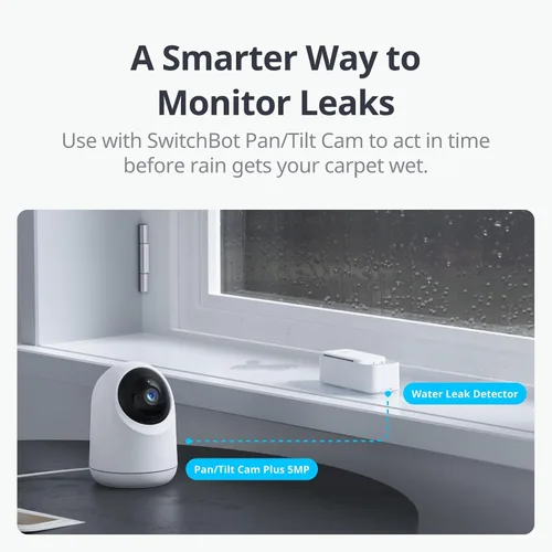 Vista 9 de SwitchBot Sensor de agua WiFi, detector inteligente de fugas de agua, alertas ajustables de 100 dB y alertas de aplicaciones, impermeable IP67