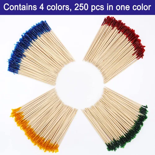 Vista 6 de BLUE TOP Palillos de dientes de madera con volantes de 4 pulgadas, paquete de 1000 palillos de dientes decorativos de madera, palillos de dientes