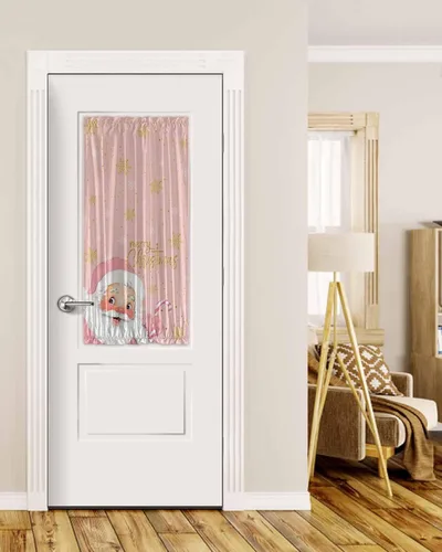 Vista 37 de Cortinas de puerta francesa de Navidad para ventana de puerta, panel de cortina con bolsillo para barra con alzapaños para luz lateral delantera