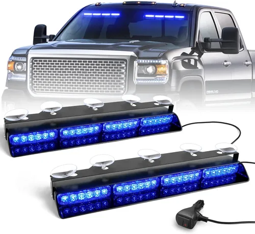 Vista 15 de HLauto Luces estroboscópicas de emergencia 6Z4J: luces de seguridad blancas ámbar de 2 x 16.8 pulgadas, 48 luces LED intermitentes de advertencia