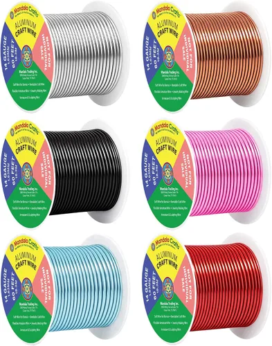 Vista 386 de Mandala Crafts - Alambre de aluminio anodizado de calibre 22 para hacer joyas - 137.2 m de alambre flexible surtido y coloreado - Doble para bonsái