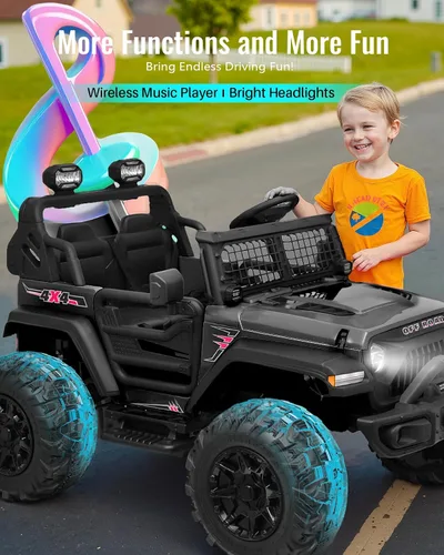 Vista 4 de Blitzshark 24V MAX Ride-on Truck 2 Seater, 4WD Kids Electric Vehicle Negro