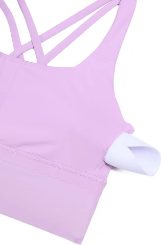 Vista 5 de CRZ YOGA Brasier deportivo con tirantes delgados para mujer, de impacto medio, con relleno cruzado y relleno para yoga