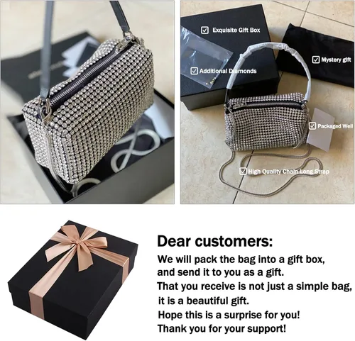 Vista 7 de VODIU Bolso bandolera de lujo con purpurina para mujer bolso de mano bolso de noche bolso de mano bolso de fiesta baile