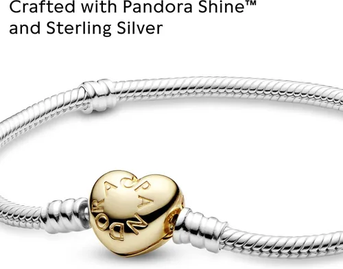 Vista 8 de PANDORA Moments - Pulsera de cadena de serpiente con cierre de corazón Dorado