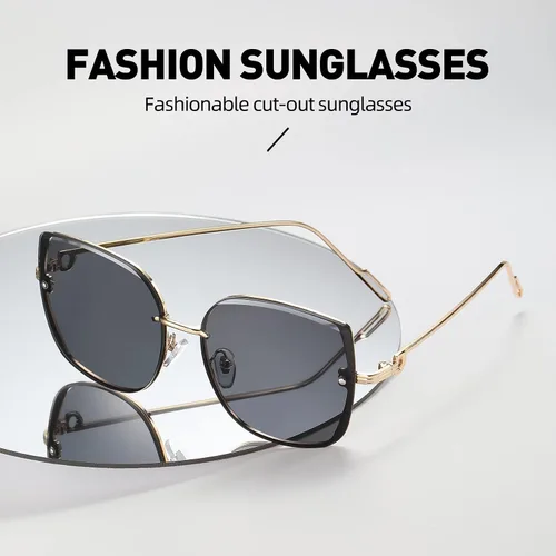Vista 6 de Bevi Gafas de sol vintage sin montura de metal con protección UV 400, gafas de moda para mujer