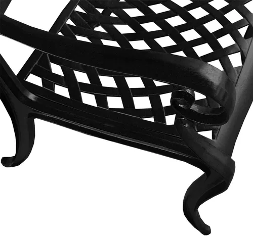 Vista 3 de Silla de comedor de patio de rosas negras de aluminio fundido tradicional al aire libre ornamentada
