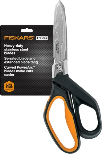 Vista 8 de Tijeras de Taller Fiskars Pro PowerArc, Tijeras de Acero Inoxidable Resistentes, Herramienta de Grado Industrial para Edificación y Construcción, 10