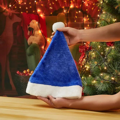 Vista 5 de Sombrero de Navidad unisex para adultos, sombreros de Papá Noel, gorro grueso de felpa para festival de Año Nuevo, fiesta, vacaciones, eventos