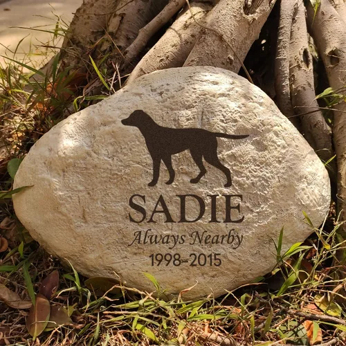 Vista 3 de Piedra conmemorativa personalizada para mascotas de resina impermeable, marcadores de piedra personalizados para mascotas, regalo de recuerdo