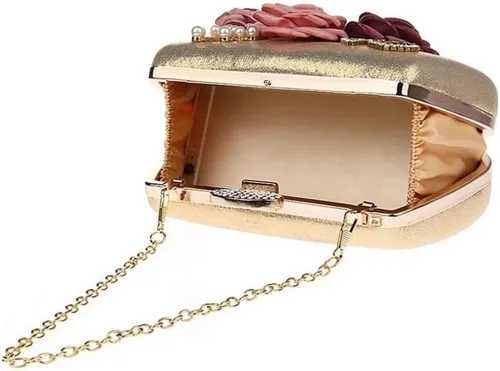 Vista 3 de Bolso de mano para mujer bolso de noche bolso de boda banquete fiesta bolso de mano dorado color A talla única talla única