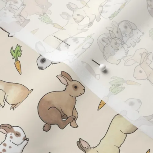 Vista 5 de Spoonflower Tela – Conejos conejo mascota zanahoria lindo animal impreso en tela de gasa cuarto gordo – costura moda vestidos decoración del hogar