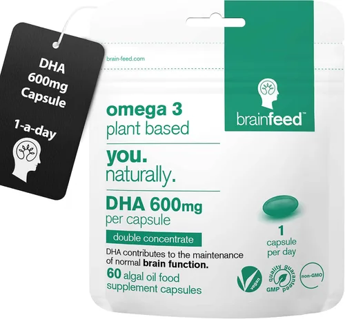 Vista 7 de DHA vegano 600mg Salud cerebral y ocular (30) 1-A-Day 1000mg de algas