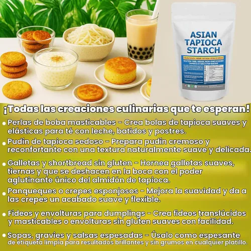 Vista 8 de Harina de tapioca para hornear – Polvo de almidón de tapioca bolsa de polietileno resellable de 2.5 libras – Sin OMG, sin gluten, vegano, kosher, a