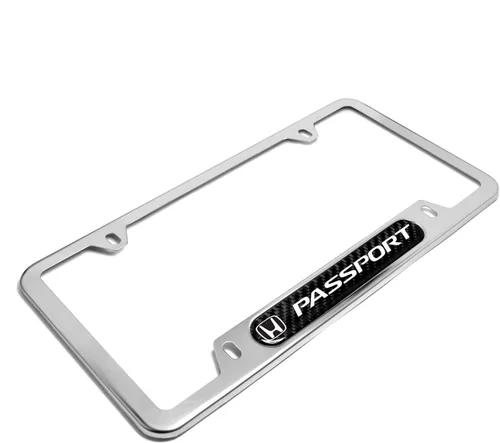 Vista 3 de iPick Image para - Marco de placa de matrícula de acero inoxidable cromado de fibra de carbono real Honda Passport