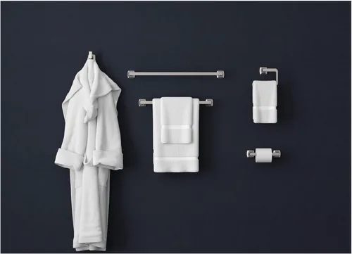 Vista 2 de Pfister Vaneri BTBVRI1GS - Toallero de baño para baño, 18 pulgadas, montaje en pared, atornillado, acabado de níquel cepillado, defensa antimanchas