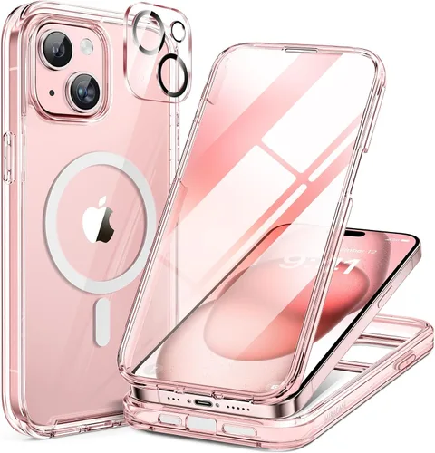 Vista 209 de Miracase - Funda magnética para iPhone 13 Pro Max de 6.7 pulgadas (compatible con MagSafe), transparente, completo, protector de pantalla de vidrio