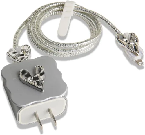 Vista 26 de Compatible con iPhone de 18 W/20 W, funda de cargador USB-C, bonito protector de cargador suave transparente con ondas de corazón 3D, bonito