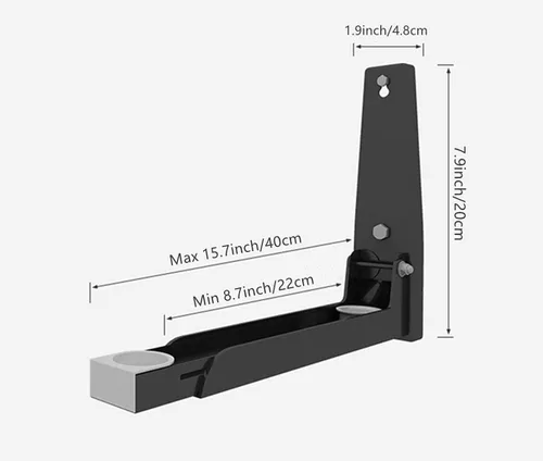 Vista 2 de Soporte de Pared Plegable y Retráctil de Acero Inoxidable 304 para Microondas, Soporte de Pared Plegable para Horno de Microondas para Accesorios