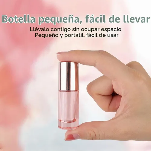 Vista 6 de Kesell Botellas de rodillo de vidrio de 0.2 fl oz, rosa transparente Rosa claro